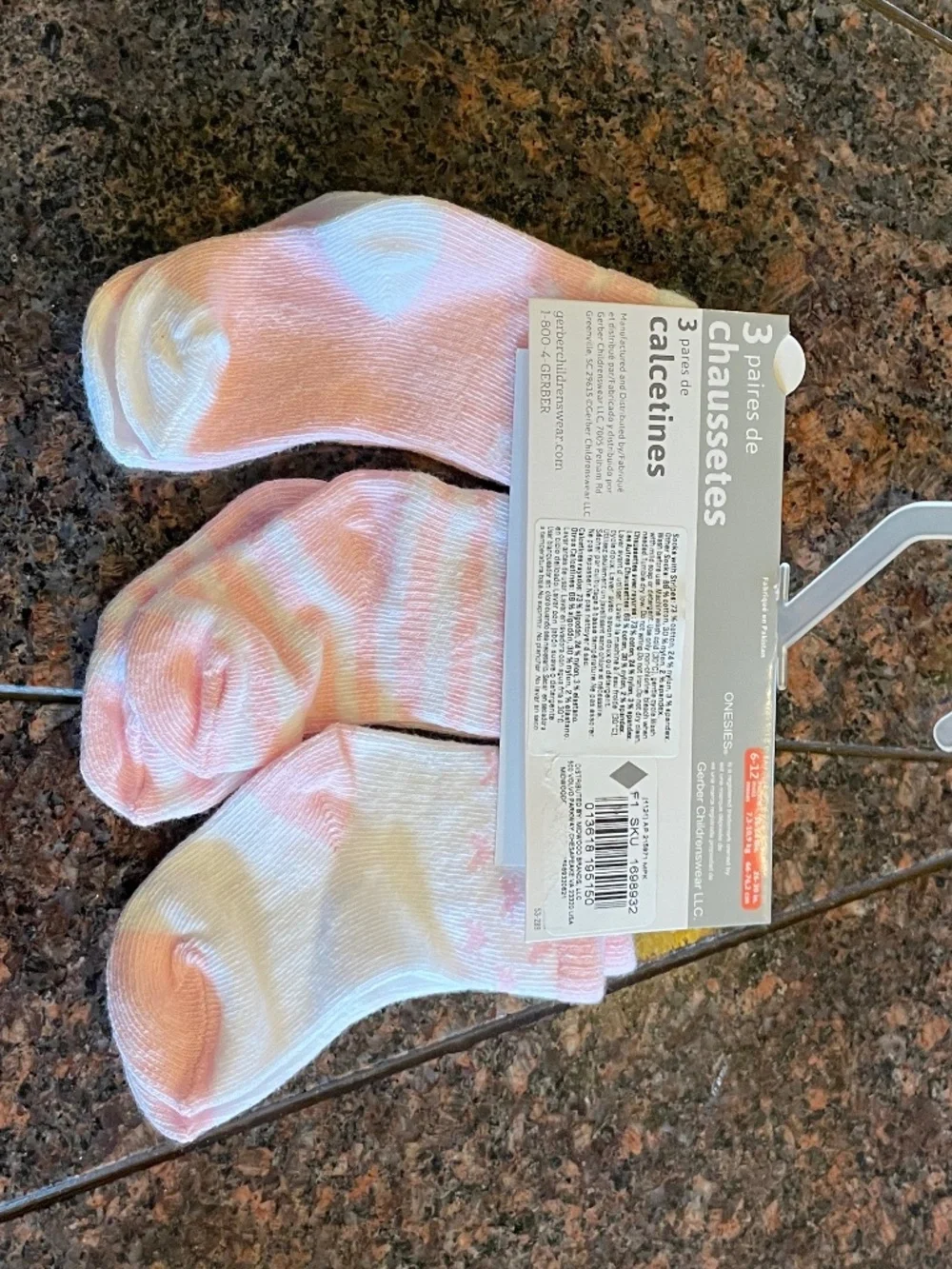 NWT Onesies Brand Baby Girl Pink Stars & Stripes Socks 3-Pack 6-12M